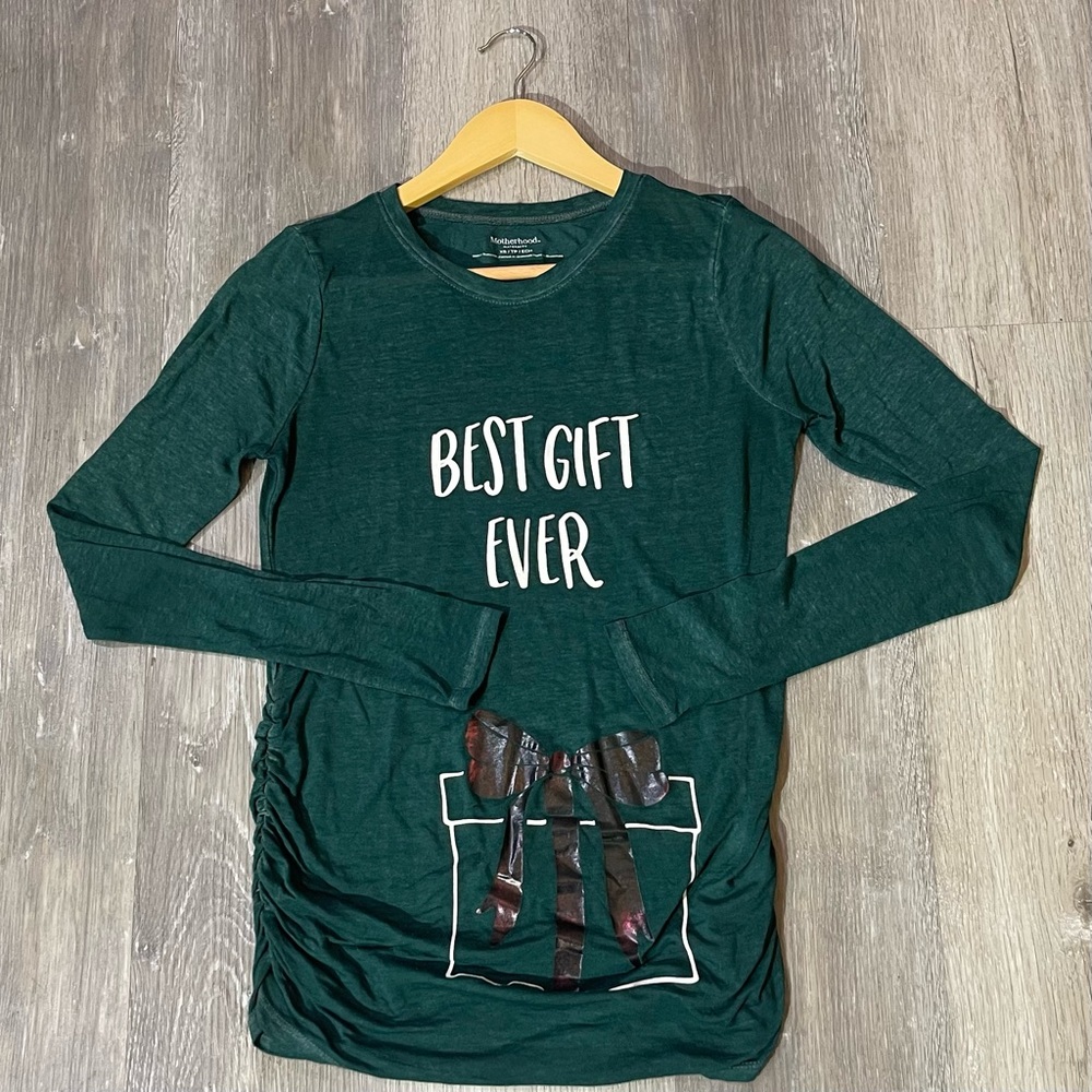 Motherhood Maternity "Best Gift Ever" Green Long Sleeve Shirt | XS